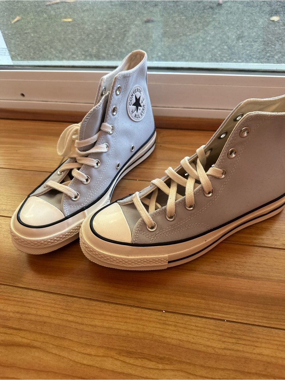 Converse High Top Sneakers in Light Gray and White - Picture 2 of 4